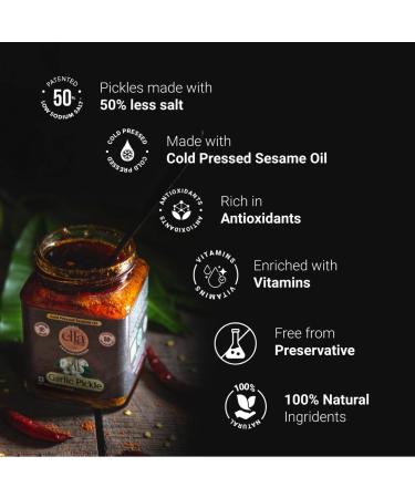 Ella Spices Low Sodium Ginger and Garlic Pickle 500g | Homemade Pickle with Cryogenic Spices | Cold Pressed Sesame Oil | 50% Less Sodium | Indian Aachar - Lasun Ka Aachar & Adrak Ka Aachar - Buy Online on GoSupps.com