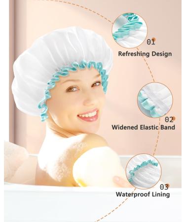 Mikimini White Shower Hood for Women & Girls - 2-Pack Double Waterproof Reusable & Washable Soft & Convenient - Buy Online on GoSupps.com