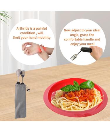 Forzaddik Adaptive Utensils Set - Open Handle Design for Arthritis, Disabled, Elderly - Black - Buy Online on GoSupps.com