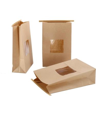 Bakery Bags with Window Kraft Paper Bags Brown Window Bags Metal Tab Lock Bags Cookie Bags Coffee Bags 9x5.9x2.7 inch - Buy Online on GoSupps.com