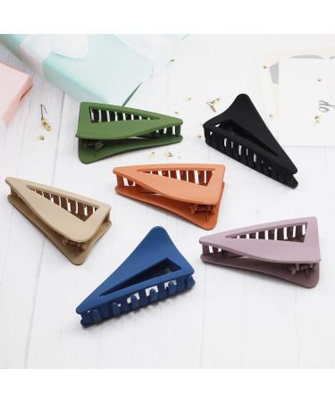 LAKYTION 6Pcs Medium Hair Clips for Women Girls Fine Hair  Nonslip French Hair Claw Clips Stylish Triangle Hair Claws Hair Clamps Strong Hold Matte Hair Jaw Clips for Thin/Medium Thick Hair