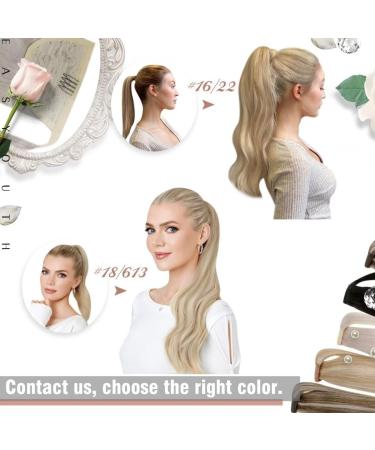 Easyouth Highlight Blonde Wrap Around Ponytail Extensions - 20 Inch Remy Human Hair - Natural Long 80g - #18P613 - Buy Online on GoSupps.com