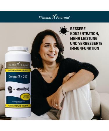 High-Dose Coenzyme Q10 Capsules with Fish Oil | 150 Pieces | Omega 3 EPA DHA | Boost Concentration & Heart Health | International Shipping - Buy Online on GoSupps.com