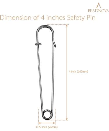 Beadnova 4 Inch Large Safety Pins for Clothes - 20pcs Giant Heavy Duty Safety Pins for Sewing, Quilting, Blankets, Upholstery, Laundry & Crafts - Buy Online on GoSupps.com