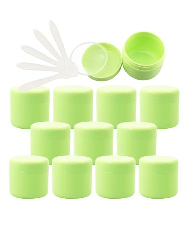 Zeoabsy 24 pieces 30ml green plastic empty can cosmetic lotion cream creme with screw cap inner lining for cream cans nail art lip balm cream + 5 x spoon green 30ml