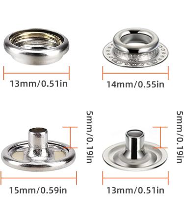 160 pcs Stainless Steel Snap Fasteners Kit - Marine Grade Boat Canvas Snaps - 3/8 Metal Snaps for Clothing, Leather, and Boat Covers - Buy Online on GoSupps.com