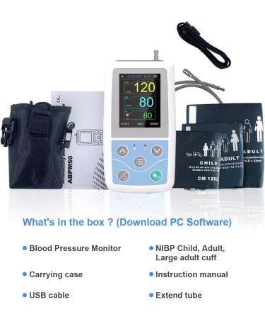 Buy CONTEC ABPM50 Handheld 24-Hour Ambulatory Blood Pressure Monitor | NIBP Monitor with 3 Cuffs - International Shipping Available - Buy Online on GoSupps.com