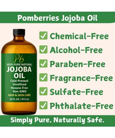 Jojoba Oil 16 fl oz Glass Bottle with Pump Cold-Pressed Unrefined & Hexane-Free Jojoba Oil for Hair Skin & Face Natural Moisturizer & Lightweight Carrier Oil for Essential Oils & Massage - Buy Online on GoSupps.com