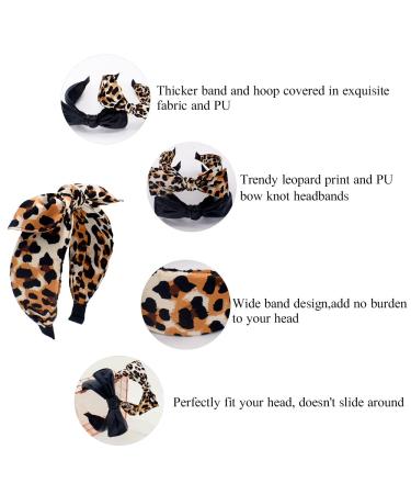 BEGOOD PU and Leopard Print Wide Headbands - Fashionable Hair Accessories for Women | 2Pcs Set - Buy Online on GoSupps.com