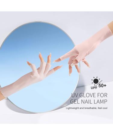 Fingerless Ice Silk Nail Gloves - UV Nail Care Accessories for Gel Nails Manicure (Pink) - Buy Online on GoSupps.com