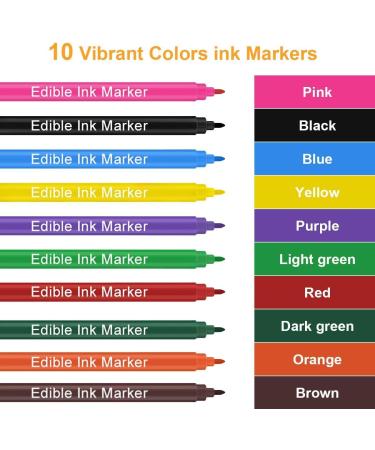 Food Coloring Markers 11pcs Double Sided Food Coloring Pens with Fine & Thick Tip Edible Gourmet Writer Food Grade Decorator Pen for Cookies Cakes Fondant Desserts Easter Eggs Writing 1 count (Pack of 11) - Buy Online on GoSupps.com