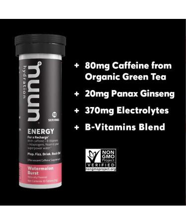 Nuun Energy Caffeine B Vitamins Ginseng Electrolyte Drink Tablets - 40 Count Mixed Flavors (Pack of 4) - Buy Online on GoSupps.com