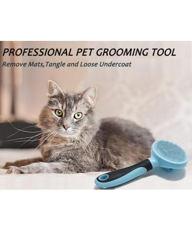 Cat Dog Grooming Brush | Soft Slicker Brush for Pets | Removes Undercoat & Tangles | Self Cleaning | Blue - Buy Online on GoSupps.com