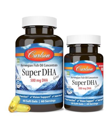 Bloomingdale IL 60108 Norwegian fish oil concentrate super DHA gemstones 500 mg DHA 60 + 20 softgels