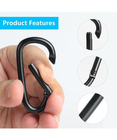 Pack of 12 Black Mini Snap Hooks - 60x30mm Carabiners for Camping Travel & Hiking - Buy Online on GoSupps.com