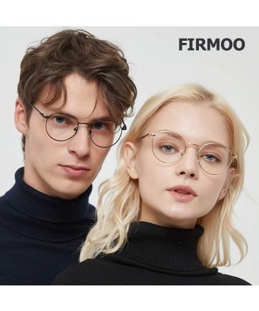 Firmoo Blue Light Blocking Reading Glasses 1.0 - Round Metal Frame Anti UV400 Glare Reflective Light Tinted Computer Glasses for Men and Women - Buy Online on GoSupps.com