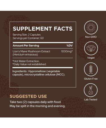 Plant of Life Lion's Mane Mushroom Capsules | Cognition Memory Focus Brain Health | 100% Pure Organic Mushrooms | Vegan Non-GMO | 120 ct 120 count (Pack of 1) - Buy Online on GoSupps.com