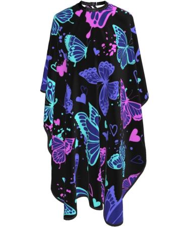 Professional Haircut Cape Fantasy Purple Blue Butterfly Design with Adjustable Snap Closure | Hairdressing Salon Essential - Buy Online on GoSupps.com