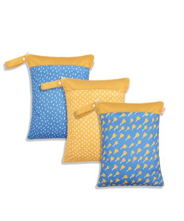 Daysskk 3 piece of diaper bag Wetbag kindergarten girls wet bag waterproof with zipper laundry bag for daycare swimming 30 * 40 cm 3 piece pattern 9