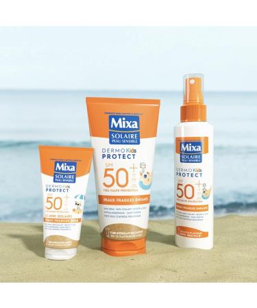 Mixa Solaire Peau Sensible - Lait Soin Solaire Tr s Haute Protection SPF50+ UVA UVA longs UVB - Peaux Fragiles Enfants - R sistant l'Eau - Anti-Sable - Hypoallerg nique Sans Parfum - 175ml - Buy Online on GoSupps.com