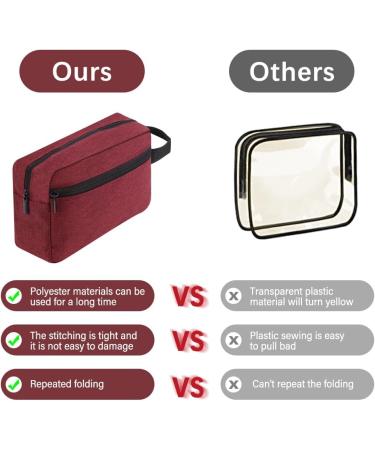 Men's Portable Waterproof Toiletry Bag - Red | Travel Wash & Shaving Kit | Gym & Bathroom Makeup Organizer with Handle - Buy Online on GoSupps.com