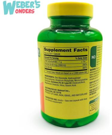 Spring Valley Zinc 50 mg with Vitamin D3 Immune Support Bundle with Zinc: Wellness Guide by Weber s Nutritional Concept (1 Pack of 150 Capsules) - Buy Online on GoSupps.com