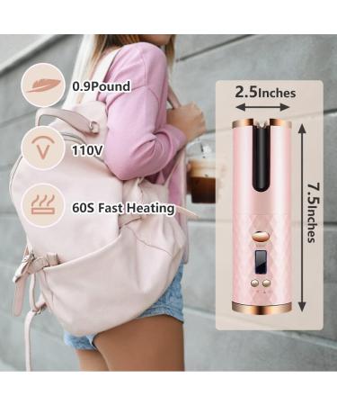Automatic Curling Iron - Cordless Auto Hair Curler Ceramic Rotating Wand with 6 Temps & Timers - Fast Heating Portable & Rechargeable in Rose Gold - Buy Online on GoSupps.com