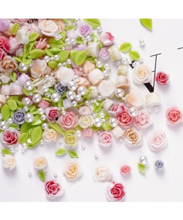 100pcs 3D Camellia Rose Flower Nail Art Charms | Colorful Resin Charms for Acrylic Nails & Nail Design - Buy Online on GoSupps.com