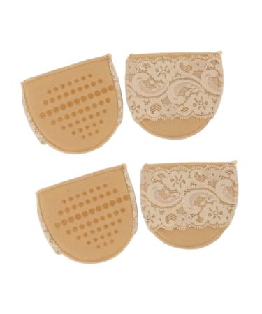 FOMIYES 2 Pair Half Insole Crystal Sphere Mini Stand of Foot Cushions Metatarsal Foot Pad Foot Cushions for High Heels Forefoot Pads Shoe Massage Cross High Heel Pads Invisible Miss Khaki 9.50X8.20X0.35CM