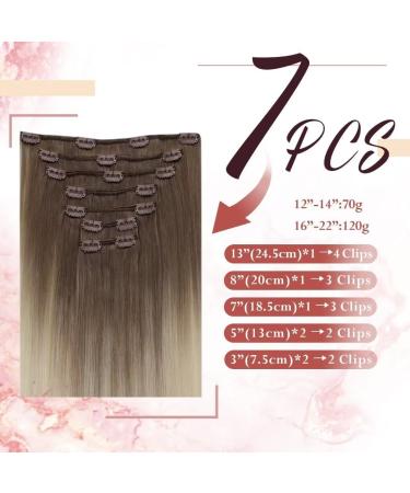 Easyouth Brown to Blonde Balayage Real Hair Clip in Extensions | Human Hair Double Weft 18 Inch 120g | 7Pcs 2-7Pcs Clip #8/60 - Buy Online on GoSupps.com