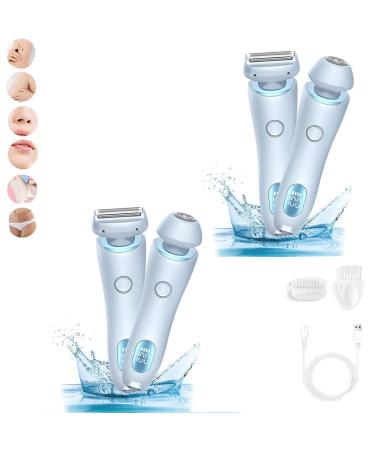Modira Shaver Modira Mermaid Shaver SilkGlide Pro - 2024 Best Silk Glide Razor Gleam Pro 3.0 Shaver for Women Livora Electric Razor 2 in 1 Electric Shaver Razors for Women (Blue 2Pcs)