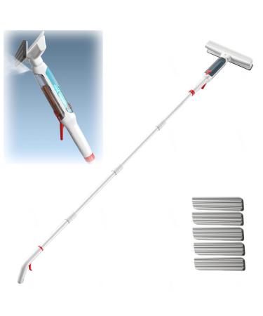 RRRYYYZZ 75'' Spray Window Washing Kit with 4-Section Extension Pole 4 in 1 Window Cleaning Kit Glass Squeegee with Sewage Collector and 5 Pads