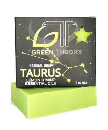 Taurus Natural Soap By Green Theory - Cold Process With All Natural Oils - Lemon and Spearmint Essential Oils - Made in USA - 5 Ounce Bar