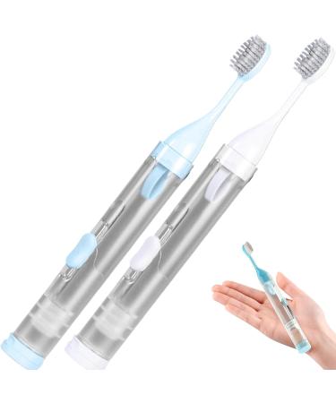 Travel Toothbrush Set - 2PCS 3 in 1 Kit with Refillable Toothpaste Tube & Case | Portable Toothbrush for Travel Camping Business Trips - Buy Online on GoSupps.com