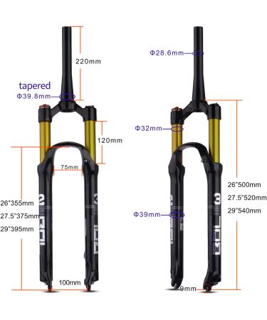 BOLANY 27.5 MTB Bicycle Magnesium Alloy Suspension Fork - Manual Lockout - Tapered Steerer - Buy Online on GoSupps.com