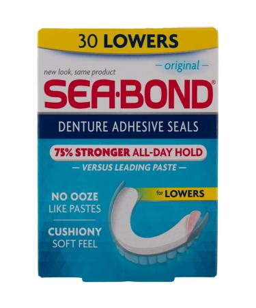 SEA-BOND Denture Adhesive Seals Lowers Original 30 Each (Pack of 4)