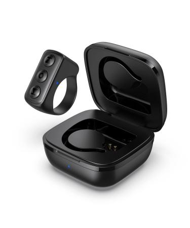 TikTok Remote Control Ring Kindle APP Page Turner TIK Tok Scrolling Ring for Shutter Selfie Video Recording Bluetooth Tiktok Clicker Finger Remote with Charging Case for iPad iPhone Android (Black)