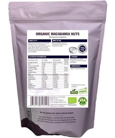 Indigo Herbs Organic Macadamia Nuts 500g - Buy Online on GoSupps.com