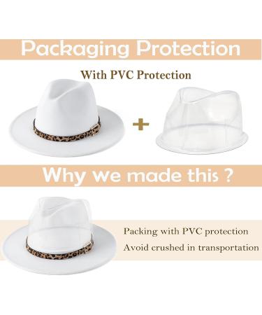 HUDANHUWEI Women's Wide Brim Felt Fedora Panama Hat - White | Leopard Belt Buckle - Buy Online on GoSupps.com