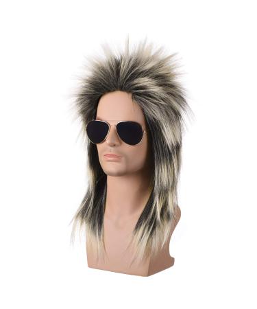 ZOLISA 70s 80s Mullet Wig - Men's Rock Spiked Halloween Costume Wig | Heat Resistant Synthetic Fiber | Color Gradient - Glam Rock Wig - Buy Online on GoSupps.com