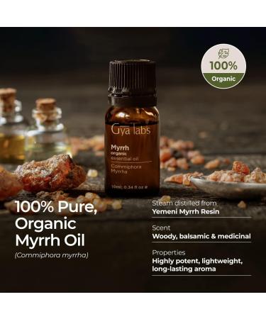 Gya Labs Myrrh Essential Oil Organic - 100% Pure Therapeutic Grade for Skin, Hair & Relaxation - 0.34 Fl Oz - Buy Online on GoSupps.com