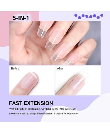 Saviland 5 in 1 Clear Builder Base Gel - Nail Strengthener for Broken Nails - 15ml UV/LED Gel - Buy Online on GoSupps.com