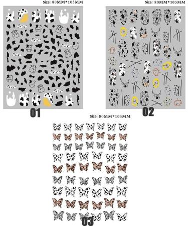 Women Stylish DIY 3D Slider Nail Art Decoration Manicure Tool Cow Butterfly-shape Pattern Nail Sticker(01) Style1 - Buy Online on GoSupps.com