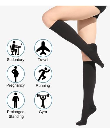 Buy 2 Pairs Medical Compression Stockings for Men & Women - 20-30 mmHg Class 2 Closed Toe Graded Support for Varicose Veins & Edema - 2X Black - Buy Online on GoSupps.com