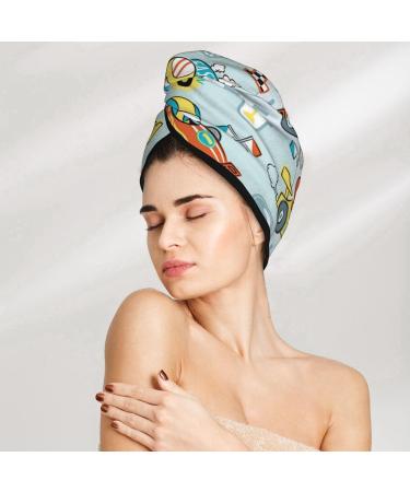 Cartoon Car Racing Microfiber Hair Towel - Soft Super Absorbent Coral Velvet Wrap for Women with Long Curly & Thick Hair - Buy Online on GoSupps.com