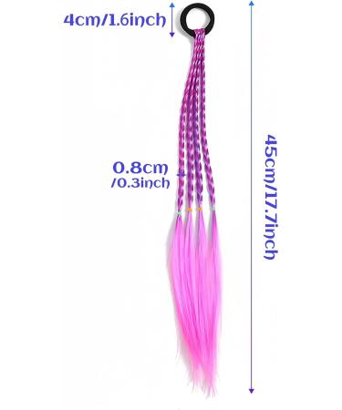 Rundago 8 Pieces Colourful Hair Wefts for Kids Braided Hair Tie Band Kids Colourful Hair with Elastic Rope Band for Party Highlights Hair Accessories Hair Pieces for Kids Girl - Buy Online on GoSupps.com