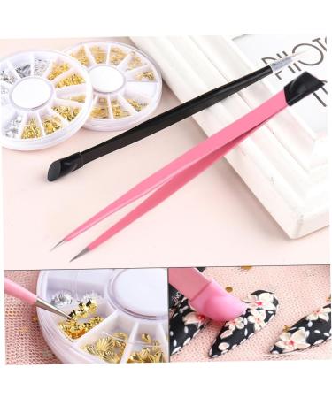 Nail Tweezers Double Sided Nail Art Sticker Silicone Press Rhinestone Picker Nippers Black Brushes - Buy Online on GoSupps.com