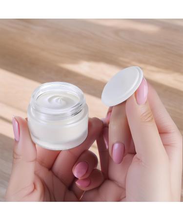 Vueinrg 6-Piece Cream Dose Set | 15ml Matte Clear Glass Containers with Wooden Lids for Ointments & Lotions - Perfect for Cosmetics & International Shipping - Buy Online on GoSupps.com