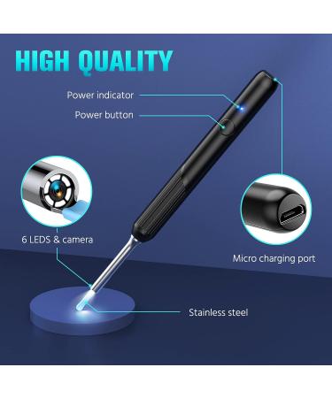 Earnza 1080P Ear Cleaner Camera Kit - Otoscope with Light, 8 Pcs Ear Pick Set for Adults - iPhone, iPad, Android Compatible - Black - Buy Online on GoSupps.com