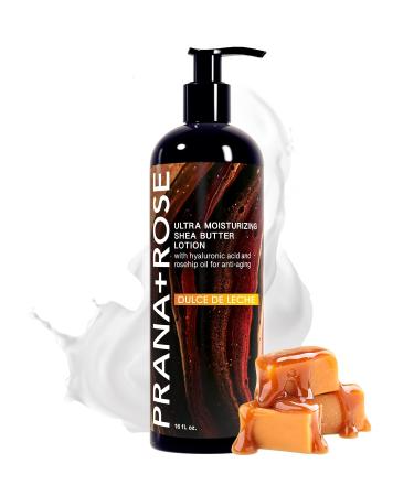 Ultra Moisturizing Shea Butter Lotion with Hyaluronic Acid and Rosehip Oil for anti-aging ORGANIC VEGAN body and hand lotion 16oz (Dulce De Leche) 16 Fl Oz (Pack of 1)